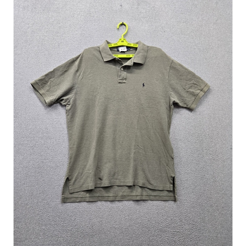 VINTAGE Polo Ralph Lauren Men Polo XL Olive Green Embroidered Logo Short Sleeve
